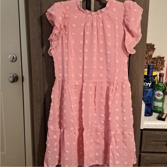 PRETTY IN PINK SWISS DOT DRESS SIZE MEDIUM - Picture 12 of 13